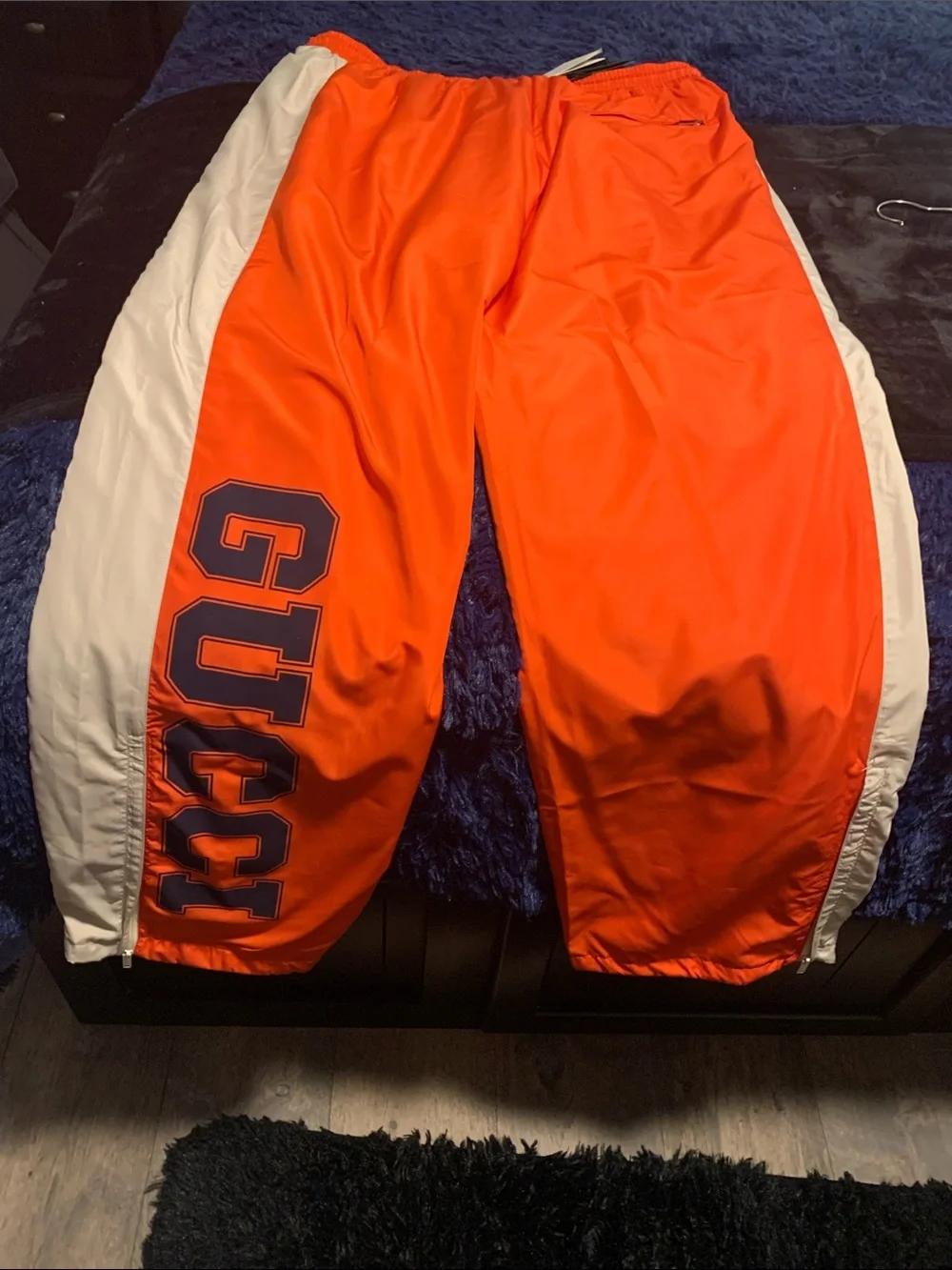 Gucci Orange Track Pants with White Side Panels
